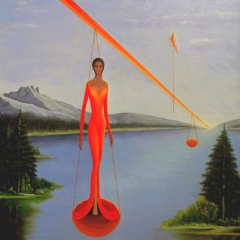 Peinture intitulée "Balance / Libra" par Marie Baudry (Marylene), Œuvre d'art originale, Huile