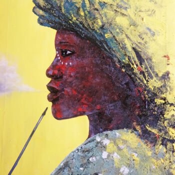 Malerei mit dem Titel "African Woman II" von Mbongeni, Original-Kunstwerk, Acryl