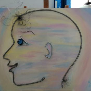 Painting titled "Profile" by Cezara Livia Mihaila, Original Artwork, Oil Mounted on Wood Stretcher frame