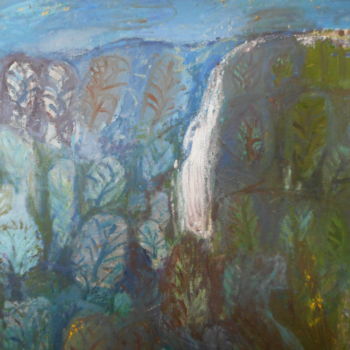 Schilderij getiteld "LA CASCADE" door Mchartrie, Origineel Kunstwerk, Olie Gemonteerd op Frame voor houten brancard