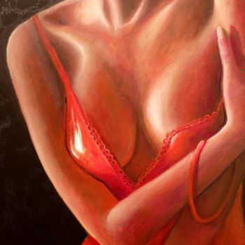 Painting titled "nu-rouge" by Matray Marie-Christine, Original Artwork