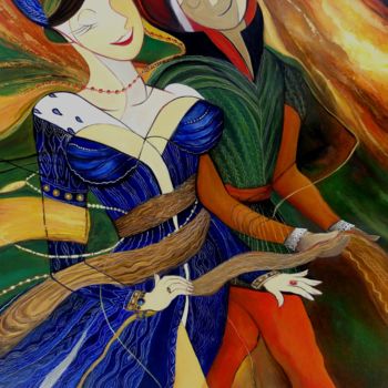Pintura titulada "Danse funèbre" por Matray Marie-Christine, Obra de arte original, Oleo