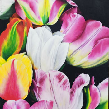 Painting titled "Tulips" by Mela Calkic, Original Artwork, Acrylic