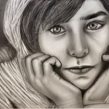 Drawing titled "Oriental girl" by Melart, Original Artwork, Charcoal