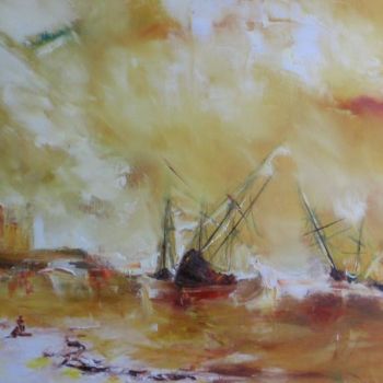 Painting titled "Le vieux port" by Meriame Mezgueldi, Original Artwork