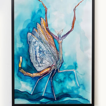 绘画 标题为“mantis” 由Merve Gürlek, 原创艺术品, 水彩