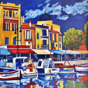 Painting titled "Le port de Cassis" by Meryl, Original Artwork, Acrylic