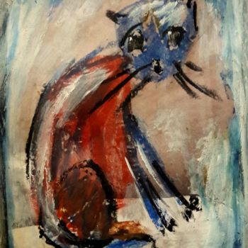 Malerei mit dem Titel "wet cat" von Silvia Messerli, Original-Kunstwerk, Acryl