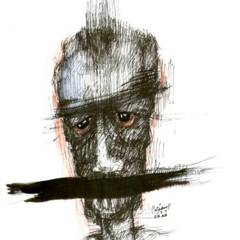 Drawing titled "Idée noire 20" by Meziane Boussaid, Original Artwork, Ink