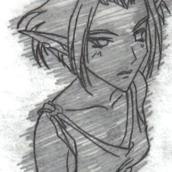 Drawing titled "Manga Elf Woman" by Matthew Gleason, Original Artwork