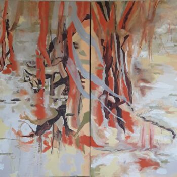 Malarstwo zatytułowany „Reflets forêt” autorstwa Mi Baudry, Oryginalna praca, Akryl