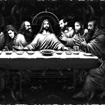 「Last Supper」というタイトルの絵画 Michael Cheungによって, オリジナルのアートワーク, アクリル ウッドストレッチャーフレームにマウント