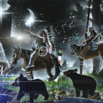 Painting titled "Buffalo Dreams" by Michael Lee Willcuts, Original Artwork, 2D Digital Work