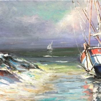 Pintura titulada "Sailboat" por Michael Slutsker, Obra de arte original, Oleo