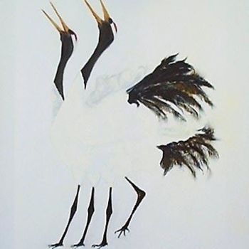 Pittura intitolato "Cranes" da Michaela Akers, Opera d'arte originale