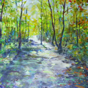 Peinture intitulée "En Forêt" par Michel Adam, Œuvre d'art originale, Huile