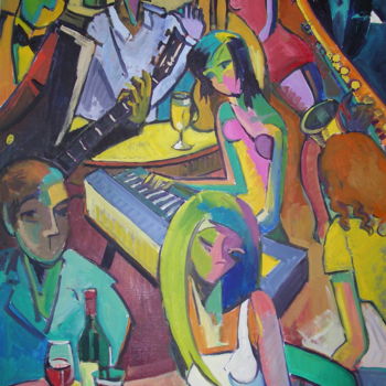 Painting titled "JAZZ CLUB" by Michel Corbel, Original Artwork, Oil