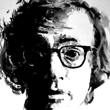 Pintura titulada "Woody Allen" por Michel Debray Chauvin, Obra de arte original, Acrílico Montado en Panel de madera
