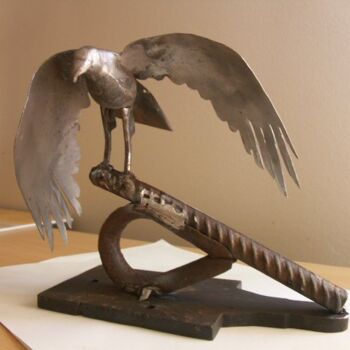 Escultura titulada "aigle" por Michel Goidin, Obra de arte original, Metales