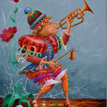 Картина под названием "le-trompettiste.jpg" - Michel Michaux, Подлинное произведение искусства