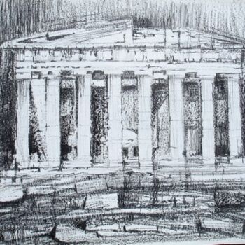 Dessin intitulée "ATHENES  LE PARTHEN…" par Michel Moskovtchenko, Œuvre d'art originale, Autre