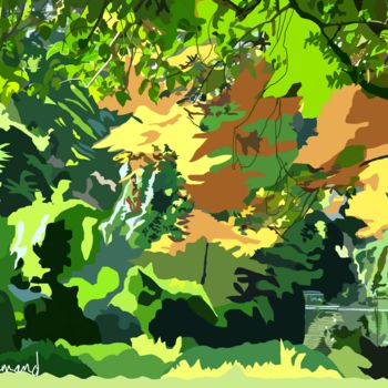 Digital Arts titled "2019-09-16 jungle" by Michel Normand, Original Artwork, Digital Painting