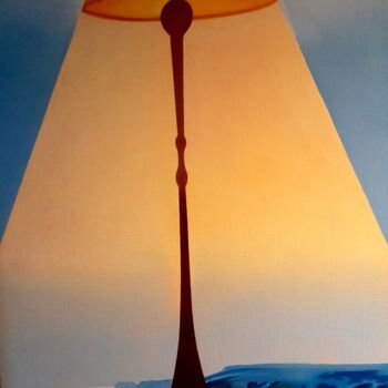 Schilderij getiteld "Lampe-phare" door Michel Pezeril, Origineel Kunstwerk, Olie Gemonteerd op Frame voor houten brancard