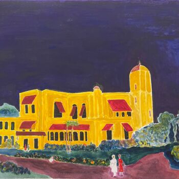 Painting titled "Lucknow Residency" by Michel Testard, Original Artwork, Marker Mounted on Wood Panel