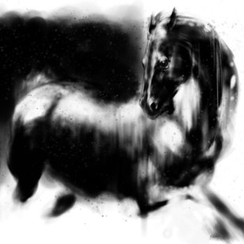 Digital Arts titled "Horse 27 Pegasus" by Michel Thiery (By Daesyl arts), Original Artwork, Digital Painting