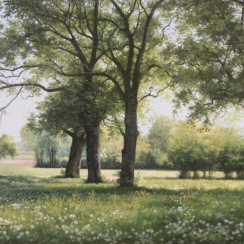 Painting titled "En mai dans la camp…" by Michel Trapezaroff, Original Artwork, Oil