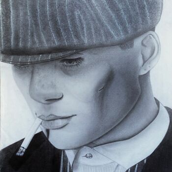Drawing titled "Thomas Shelby" by Michela Vincenzo, Original Artwork, Graphite