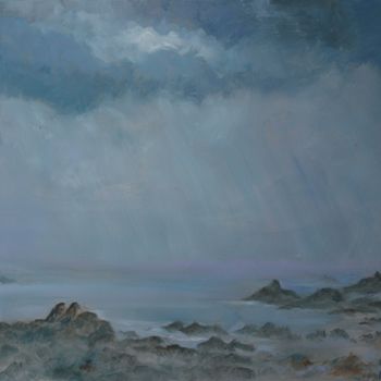 Painting titled "Ciel breton" by Michel Adam, Original Artwork, Oil