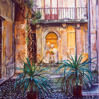 Ζωγραφική με τίτλο "The Courtyard" από Michelangelo Rossi, Αυθεντικά έργα τέχνης, Λάδι