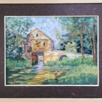 Peinture intitulée "Maison au bord de l…" par Michèle Cerbello (Pastelliste), Œuvre d'art originale, Pastel Monté sur Carton