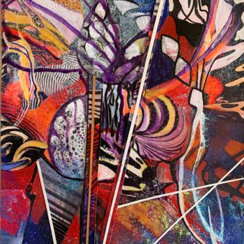Pittura intitolato "Rêves colorés" da Michèle Padoy, Opera d'arte originale, Collages Montato su Cartone