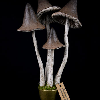 Scultura intitolato "Mushrooms spécimens…" da Michèle Giraudo, Opera d'arte originale, Cartapesta