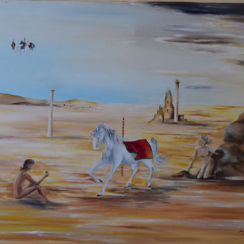 Malarstwo zatytułowany „Desert.jpg” autorstwa Michele Sevilla, Oryginalna praca, Olej Zamontowany na Drewniana rama noszy