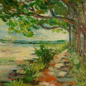 Peinture intitulée "Chemin des douanier…" par Michel Hamelin, Œuvre d'art originale, Huile Monté sur Châssis en bois