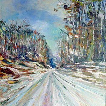 Malarstwo zatytułowany „route eneigée” autorstwa Michel Hamelin, Oryginalna praca, Olej