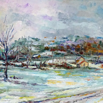 Painting titled "La Dordogne sous la…" by Michel Hamelin, Original Artwork, Oil