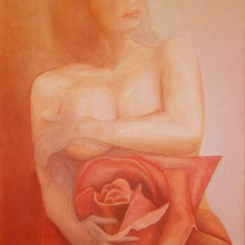 Peinture intitulée "La dame de coeur" par Michelle Dechaud, Œuvre d'art originale, Huile