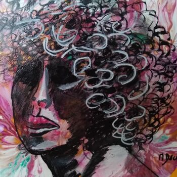 Картина под названием "Pensive..." - Michelle Dechaud, Подлинное произведение искусства, Акрил