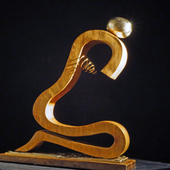 Sculpture titled "Méditation" by Michel Neuville, Original Artwork, Wood