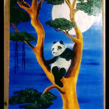 Pintura titulada "Panda" por Patrizia Micheloni (Pz20FantaGhiro), Obra de arte original, Acrílico Montado en Panel de madera