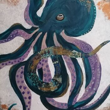 제목이 "Krakena"인 미술작품 Marie Miclo로, 원작, 아크릴 나무 들것 프레임에 장착됨