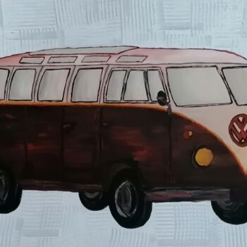 제목이 "Combi VW Terracotta"인 미술작품 Marie Miclo로, 원작, 아크릴 나무 들것 프레임에 장착됨