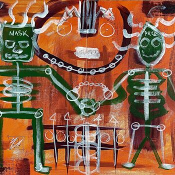 绘画 标题为“Máscaras de Género” 由Miguel Cuerva, 原创艺术品, 丙烯 安装在其他刚性面板上