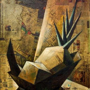 Collages titulada "PINEAPPLE" por Miguel Esquivel Kuello, Obra de arte original, Oleo