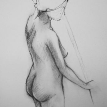 Zeichnungen mit dem Titel "STICK GIRL DRAWING" von Miguel Esquivel Kuello, Original-Kunstwerk, Kohle