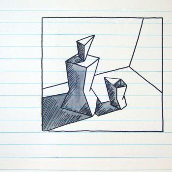 Drawing titled "GLASS & BOTTLE DRAW…" by Miguel Esquivel Kuello, Original Artwork, Marker